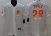 Wholesale Cheap Men's San Francisco Giants #28 Buster Posey White 2021 City Connect Stitched MLB Cool Base Nike Jersey