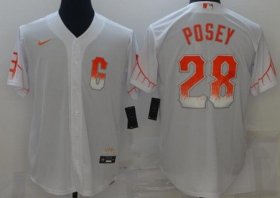 Wholesale Cheap Men\'s San Francisco Giants #28 Buster Posey White 2021 City Connect Stitched MLB Cool Base Nike Jersey