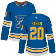 Wholesale Cheap Adidas Blues #20 Alexander Steen Blue Alternate Authentic Women's Stitched NHL Jersey