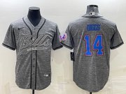 Wholesale Cheap Men's Buffalo Bills #14 Stefon Diggs Gray With Patch Cool Base Stitched Baseball Jersey