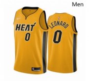 Wholesale Cheap Men Miami Heat 0 Meyers Leonard Yellow NBA Swingman 2020 21 Earned Edition Jersey