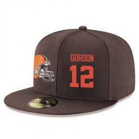 Wholesale Cheap Cleveland Browns #12 Josh Gordon Snapback Cap NFL Player Brown with Orange Number Stitched Hat