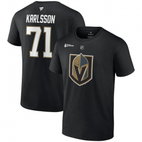Wholesale Cheap Men\'s Vegas Golden Knights #71 William Karlsson Black 2023 Stanley Cup Champions Name & Number T-Shirt