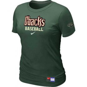 Wholesale Cheap Women\'s Arizona Diamondbacks Nike Short Sleeve Practice MLB T-Shirt Dark Green