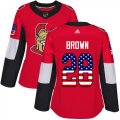 Wholesale Cheap Adidas Senators #28 Connor Brown Red Home Authentic USA Flag Women's Stitched NHL Jersey