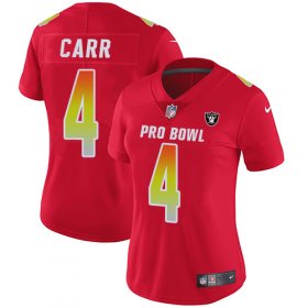 Wholesale Cheap Nike Raiders #4 Derek Carr Red Women\'s Stitched NFL Limited AFC 2018 Pro Bowl Jersey