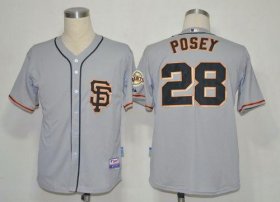 Wholesale Cheap Giants #28 Buster Posey Grey Cool Base 2012 Road 2 Stitched MLB Jersey
