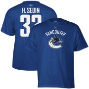 Wholesale Cheap Vancouver Canucks #33 Henrik Sedin Reebok Name and Number Player T-Shirt Royal