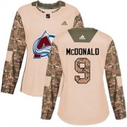 Wholesale Cheap Adidas Avalanche #9 Lanny McDonald Camo Authentic 2017 Veterans Day Women's Stitched NHL Jersey