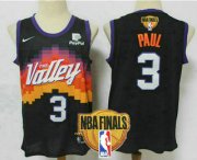 Wholesale Cheap Men's Phoenix Suns #3 Chris Paul Black 2021 Finals Patch City Edition NBA Swingman Jersey