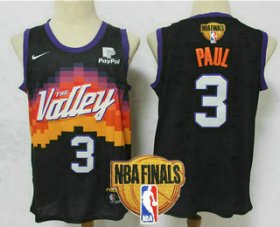 Wholesale Cheap Men\'s Phoenix Suns #3 Chris Paul Black 2021 Finals Patch City Edition NBA Swingman Jersey