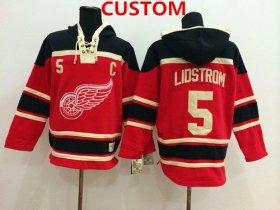 Wholesale Cheap Custom Old Time Hockey Detroit Red Wings Red Hoodie