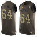 Wholesale Cheap Nike Vikings #64 Josh Kline Green Men's Stitched NFL Limited Salute To Service Tank Top Jersey