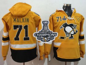 Wholesale Cheap Penguins #71 Evgeni Malkin Gold Sawyer Hooded Sweatshirt 2017 Stadium Series Stanley Cup Finals Champions Stitched NHL Jersey