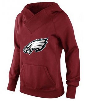 Wholesale Cheap Women\'s Philadelphia Eagles Logo Pullover Hoodie Red-1