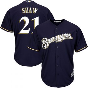 Wholesale Cheap Brewers #21 Travis Shaw Navy blue Cool Base Stitched Youth MLB Jersey
