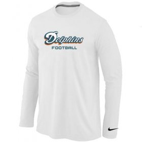 Wholesale Cheap Nike Miami Dolphins Authentic Font Long Sleeve T-Shirt White