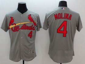 Wholesale Cheap Cardinals #4 Yadier Molina Grey Flexbase Authentic Collection Stitched MLB Jersey