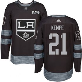 Wholesale Cheap Adidas Kings #21 Mario Kempe Black 1917-2017 100th Anniversary Stitched NHL Jersey