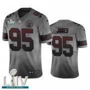 Wholesale Cheap Kansas City Chiefs #95 Chris Jones Smoky Gray Super Bowl LIV 2020 Men's Nike Vapor Limited City Edition NFL Jersey