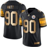 Wholesale Cheap Nike Steelers #90 T. J. Watt Black Men's Stitched NFL Limited Gold Rush Jersey