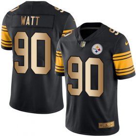 Wholesale Cheap Nike Steelers #90 T. J. Watt Black Men\'s Stitched NFL Limited Gold Rush Jersey