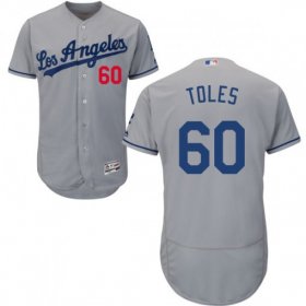 Wholesale Cheap Dodgers #60 Andrew Toles Grey Flexbase Authentic Collection Stitched MLB Jersey