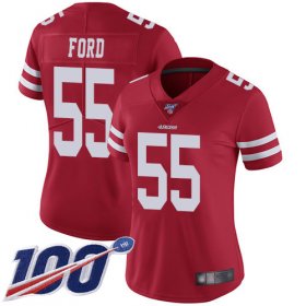 Wholesale Cheap Nike 49ers #55 Dee Ford Red Team Color Women\'s Stitched NFL 100th Season Vapor Limited Jersey