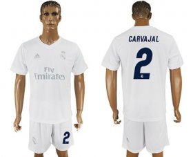 Wholesale Cheap Real Madrid #2 Carvajal Marine Environmental Protection Home Soccer Club Jersey