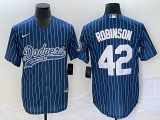 Wholesale Cheap Men's Los Angeles Dodgers #42 Jackie Robinson Blue Pinstripe Cool Base Stitched Baseball Jersey