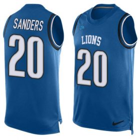 Wholesale Cheap Nike Lions #20 Barry Sanders Blue Team Color Men\'s Stitched NFL Limited Tank Top Jersey