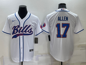 Wholesale Men\'s Buffalo Bills #17 Josh Allen White Stitched Cool Base Nike Baseball Jersey