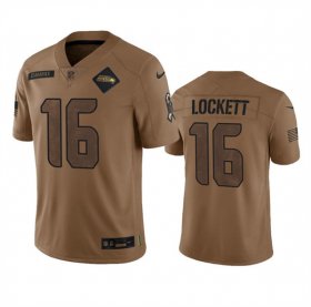 Cheap Men\'s Seattle Seahawks #16 Tyler Lockett 2023 Brown Salute To Service Limited Football Stitched Jersey
