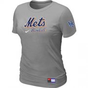Wholesale Cheap Women's New York Mets Nike Short Sleeve Practice MLB T-Shirt Light Grey