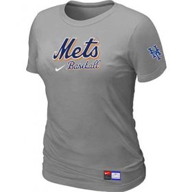 Wholesale Cheap Women\'s New York Mets Nike Short Sleeve Practice MLB T-Shirt Light Grey