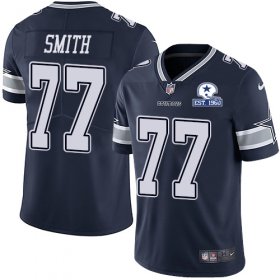 Wholesale Cheap Nike Cowboys #77 Tyron Smith Navy Blue Team Color Men\'s Stitched With Established In 1960 Patch NFL Vapor Untouchable Limited Jersey