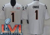 Wholesale Cheap Women's Cincinnati Bengals #1 Ja'Marr Chase Limited White 2022 Super Bowl LVI Bound Vapor Jersey