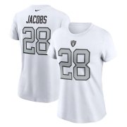 Wholesale Cheap Las Vegas Raiders #28 Josh Jacobs Nike Women's Team Player Name & Number T-Shirt White