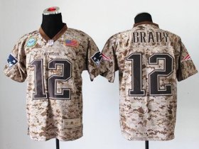 Wholesale Cheap Nike Patriots #12 Tom Brady Camo Men\'s Stitched NFL New Elite USMC Jersey
