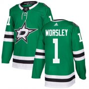 Wholesale Cheap Adidas Stars #1 Gump Worsley Green Home Authentic Stitched NHL Jersey