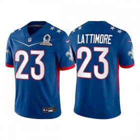 Wholesale Cheap Men\'s New Orleans Saints #23 Marshon Lattimore 2022 Royal Pro Bowl Stitched Jersey