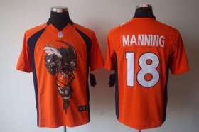 Wholesale Cheap Nike Broncos #18 Peyton Manning Orange Team Color Men\'s Stitched NFL Helmet Tri-Blend Limited Jersey