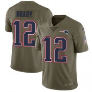 Wholesale Cheap Nike Patriots #12 Tom Brady Olive Men's Stitched NFL Limited 2017 Salute To Service Jersey