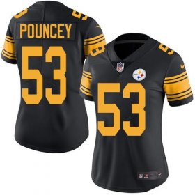 Wholesale Cheap Nike Steelers #53 Maurkice Pouncey Black Women\'s Stitched NFL Limited Rush Jersey