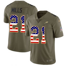 Wholesale Cheap Nike Eagles #21 Jalen Mills Olive/USA Flag Men\'s Stitched NFL Limited 2017 Salute To Service Jersey