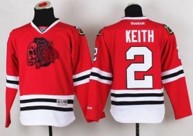 Wholesale Cheap Blackhawks #2 Duncan Keith Red(Red Skull) Stitched Youth NHL Jersey