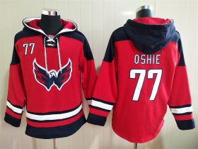 Wholesale Cheap Men\'s Washington Capitals #77 TJ Oshie Red Ageless Must Have Lace Up Pullover Hoodie