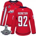 Wholesale Cheap Adidas Capitals #92 Evgeny Kuznetsov Red Home Authentic Stanley Cup Final Champions Women's Stitched NHL Jersey