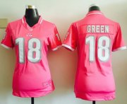 Wholesale Cheap Nike Bengals #18 A.J. Green Pink Women's Stitched NFL Elite Bubble Gum Jersey