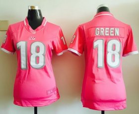 Wholesale Cheap Nike Bengals #18 A.J. Green Pink Women\'s Stitched NFL Elite Bubble Gum Jersey